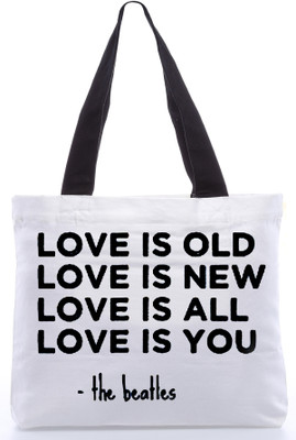 30% OFF on Snoogg Canvas Design Love Msgs Tote White 30% OFF on Snoogg Canvas Design Love Msgs Tote White