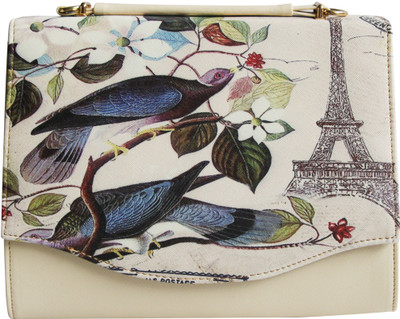 43% OFF on Inspired Livingg Blue Birds Hand-held Bag Cream