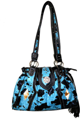 62% OFF on Saiva Western Style Rhinestone Studded Shoulder Bag Ocean Blue-270