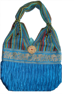 64% OFF on Haveli Arts Silk Shoulder Bag Sky Blue-3