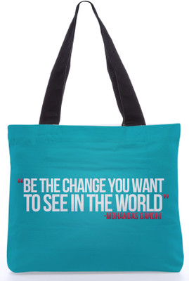 30% OFF on Snoogg Canvas Design Be the Change - Gandhi Tote Blue