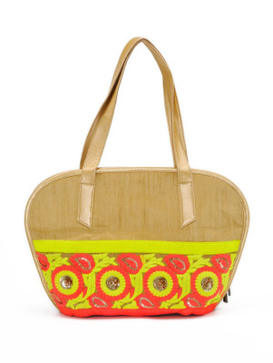 35% OFF on Stylocus Formal Dome Shape Raw Silk Shoulder Bag Beige