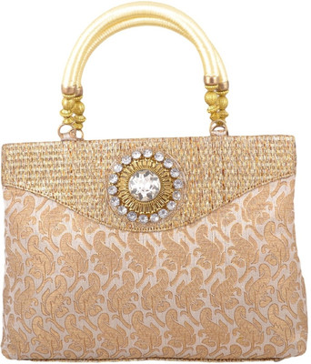 Freddys Ethnic Stone Work Hand-held Bag - Cream