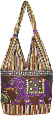 76% OFF on Shilpkart Ethnic Embroidery Stripe Jhola Shoulder Bag Brown