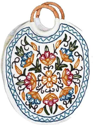 55% OFF on Shopatplaces Kashmiri Flower Wooden Hand-held Bag White5