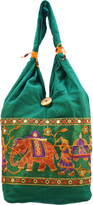 72% OFF on Shilpkart Ethnic Embroidery Jhola Shoulder Bag Green