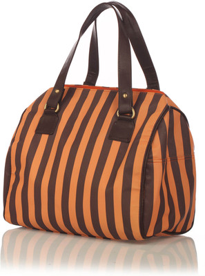Berrypeckers Striped Bowling Hand Bag Brown Berrypeckers Striped Bowling Hand Bag Brown