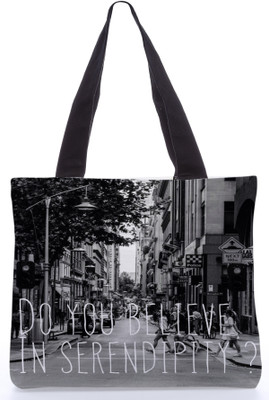 30% OFF on Snoogg Canvas Design Do You Believe in Serendipity Tote Black, White