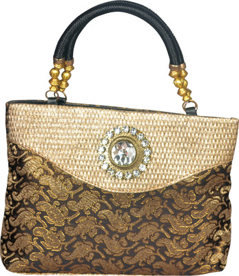Freddys Ethnic Stone Work Hand-held Bag - Black