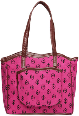 14% OFF on Kraftrush Printed Hand-held Bag Pink-21 14% OFF on Kraftrush Printed Hand-held Bag Pink-21