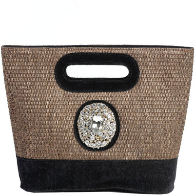 16% OFF on Aapno Rajasthan Basket Brown Weave and Velvet with Brooch Hand-held Bag HB1325