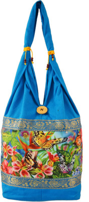Shilpkart Digital Colorful Butterfly Flower Printed Shoulder Bag (Turquoise Blue)