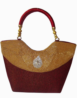 55% OFF on Moksh NX203MA450 Hand-held Bag Maroon, Gold