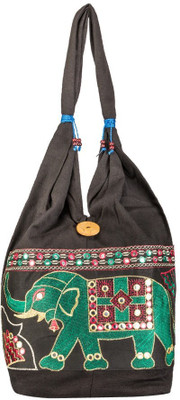 66% OFF on Shilpkart Ethnic Embroidery Jhola Shoulder Bag Black