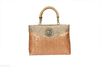 Freddys Ethnic Stone Work Hand-held Bag - Orange