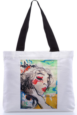30% OFF on Snoogg Canvas Design Thinking of Beauty Tote White