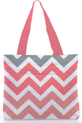30% OFF on Snoogg Canvas Design Zigzag Tote White, Pink, Grey