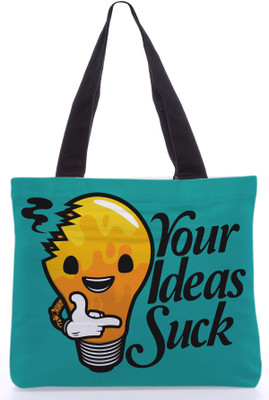 46% OFF on Snoogg Canvas Design Your Ideas Suck Funny Tote Sea Green