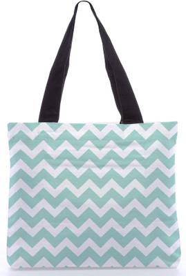 30% OFF on Snoogg Canvas Design Zigzag Tote Light Green, White