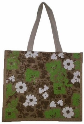 25% OFF on Jute Planet Green White Flower Print Hand-held Bag Green 25% OFF on Jute Planet Green White Flower Print Hand-held Bag Green