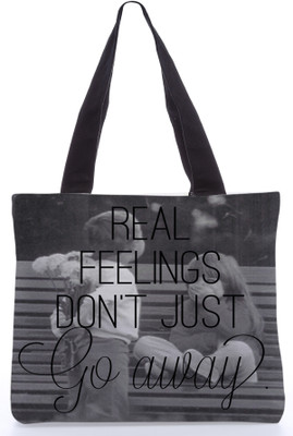 30% OFF on Snoogg Canvas Design Real Feelings Tote Black, White