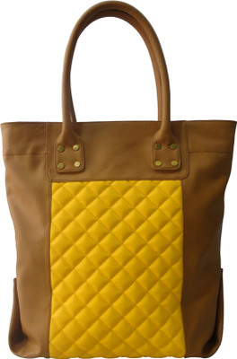 Toteteca Bag Works Tall Quilted Tote Hand Bag - Tan::Yellow