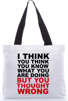 30% OFF on Snoogg Canvas Design Massages Tote White 30% OFF on Snoogg Canvas Design Massages Tote White