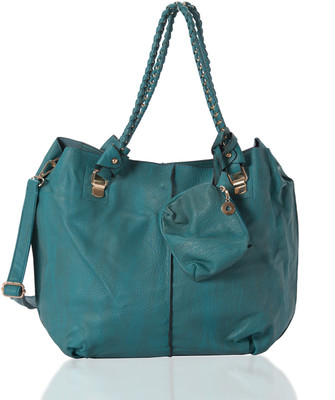 20% OFF on Aapno Rajasthan Braided Handle Faux Leather Shoulder Bag Teal Blue