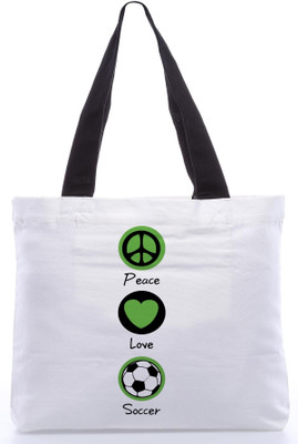 30% OFF on Snoogg Canvas Design Peace, Love N Soccer Tote White 30% OFF on Snoogg Canvas Design Peace, Love N Soccer Tote White