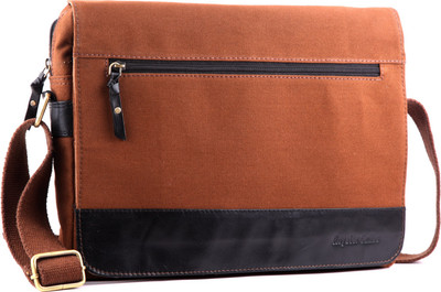 66% OFF on Royster Callus Genuine Leather-Canvas Classic 006A Messenger Bag Brown