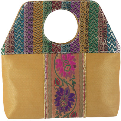 24% OFF on Potlis Designer Handle Purse Hand-held Bag Yellow-05