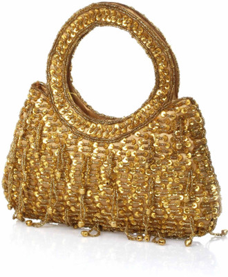 29% OFF on Kart Out Sequin Embellished Hand-held Bag Gold