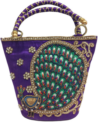 54% OFF on moKanc Peacock Embroidery Hand-held Bag Purple