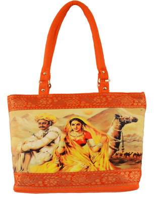 64% OFF on Shilpkart Digital Rajasthani Printed Hand-held Bag Orange