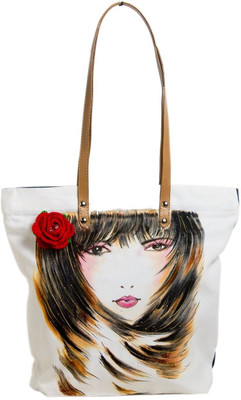 5% OFF on Pranil Designs Beautiful Lady With Crochet Rose Tote White, Black 5% OFF on Pranil Designs Beautiful Lady With Crochet Rose Tote White, Black