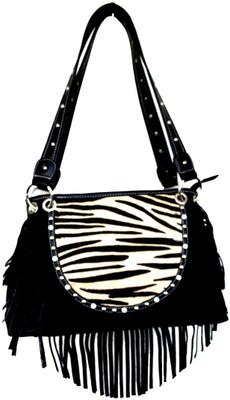 60% OFF on Saiva Western Style Suede Leather With Frills Shoulder Bag Black-00