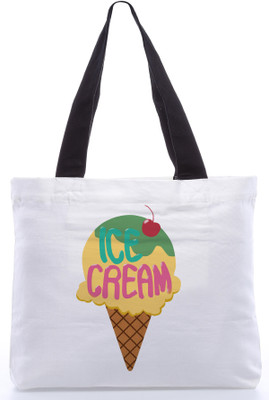 30% OFF on Snoogg Canvas Design Ice Cream Tote White