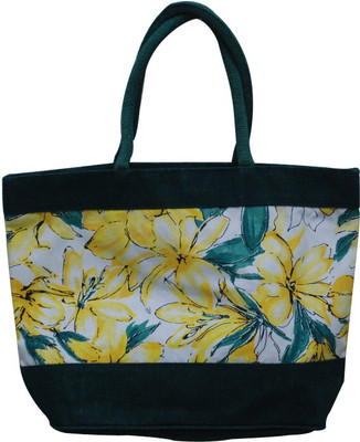 15% OFF on Jute Root Flower Print Shoulder Bag Green-04 15% OFF on Jute Root Flower Print Shoulder Bag Green-04