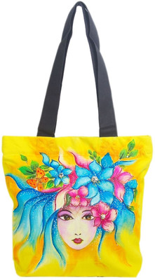 16% OFF on Pranil Designs Lady With Flowers Design Tote Yellow 16% OFF on Pranil Designs Lady With Flowers Design Tote Yellow