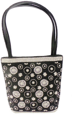 Bhamini Diamond Studded Floral Pattern Hand-held Bag Black-01 Bhamini Diamond Studded Floral Pattern Hand-held Bag Black-01