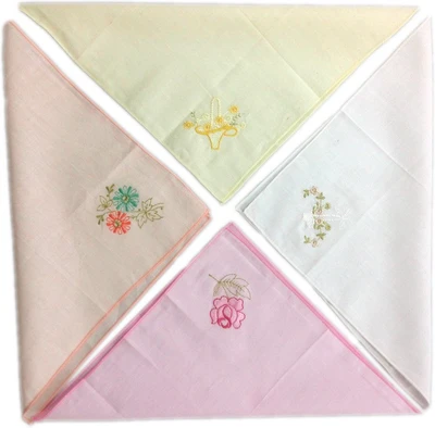 Blacksmith 100% Embroidered Cotton Ladies Handkerchief in 4 Colors Handkerchief Pack of 4 Blacksmith 100% Embroidered Cotton Ladies Handkerchief in 4 Colors Handkerchief Pack of 4