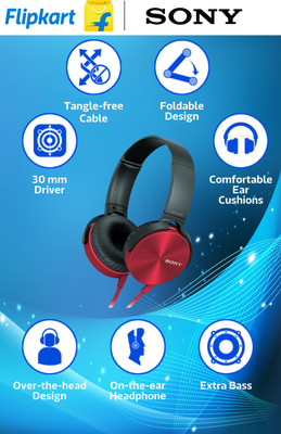 Sony MDR-XB450 On-the-ear Headphone (Red, On the Ear) 