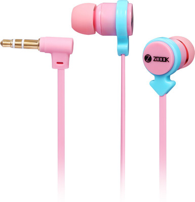 Zoook Noise Pair of 2 Noise-Isolating Earphones with Splitter Noise Isolating Earphone Wired Headphones (Pink & Light Blue, In the Ear) 