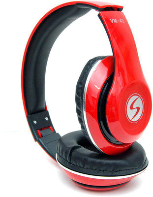 Signature VM-42 3D Sound Stereo Dynamic Headphone Wired Headphones (Red, On the Ear) 
