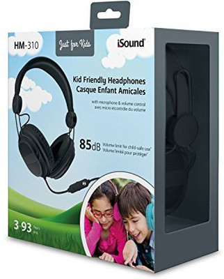 Isound Dghp-5536 Kid Friendly Headphones With Mic And Music Volume Headphones (Black) 