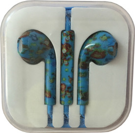 Karp Fancy Printed Designer Earphone For Apple IPhone/Android Mobiles/Tablets With Mic (Blue Santa) Wired Headset (Blue)