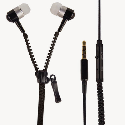 Paracops Zipper Black Hedphone With Mic Wired Headset (Black) 