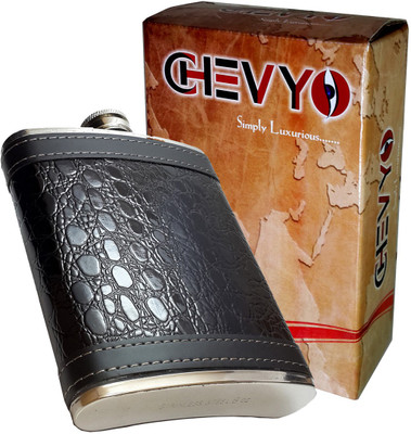 69% OFF on Chevyo Beautiful Chevyo Stainless Steel Black Leatherette Hip Flask 230 ml