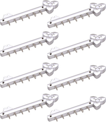 52% OFF on Doyours 8 Set Glossy Steel In Flower Design 6 - Pronged Hook Rail Steel Pack of 8