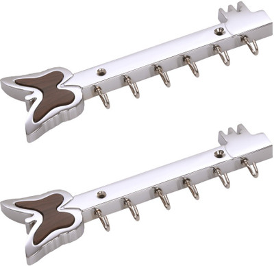 69% OFF on Doyours 2 Set Glossy Steel In Butterfly Design 6 - Pronged Hook Rail Steel Pack of 2
